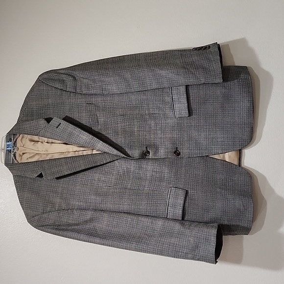 Ralph Lauren Suit Jacket 2 Button Wool/Silk Blazer Houndstooth Coat size 44R - Picture 1 of 12